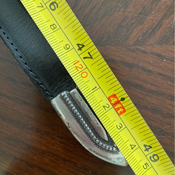 BRIGHTON Black leather LOGAN Onyx belt w/Silver Medallions Golf Scenes Mens 42 - Picture 10 of 11